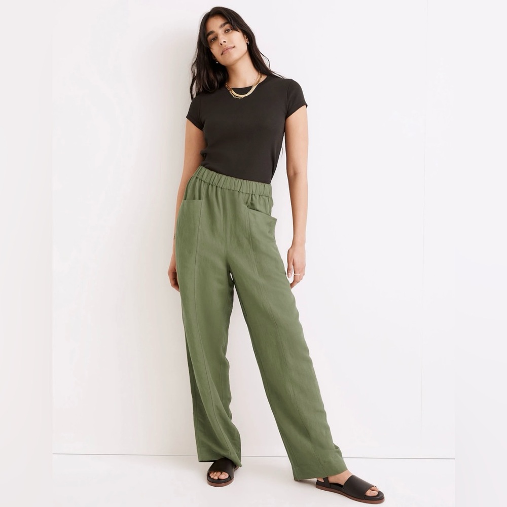 Madewell Linen-Blend Pull-On High-Rise Wide-Leg Pants